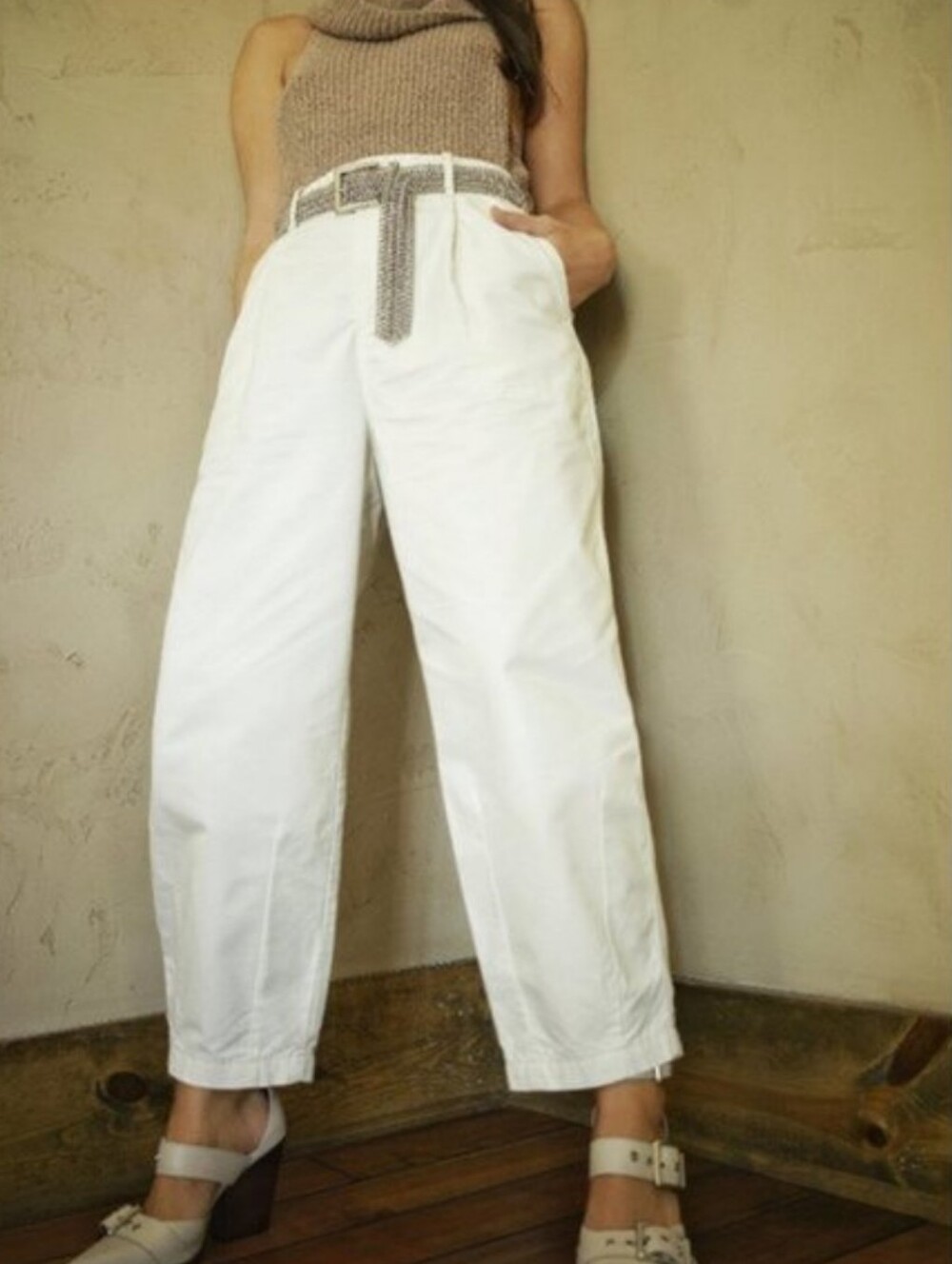NWT LEVI'S Pleated Balloon Leg Pants High Rise Trouser White 27x28